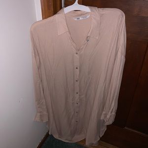 Zara M Blush Neutral Tshirt Dress Longsleeve